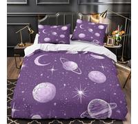 VOXYTMLWG 3D Print 3 Pcs Bedding Set Bedroom Decor Super Space Planets Duvet Cover Breathable Machine Washable for Girls,Boys,Youth coon Cosmic Comforter Cover Single（135x200cm）