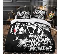 VOXYTMLWG 3D Print 3 Pcs Bedding Set Home Decor Zipper Closure Super Horror Graphic Duvet Cover Breathable Anti-allergic for Adults,Boys,Teenagers Gothic Horror Comforter Cover Single（140x200cm）