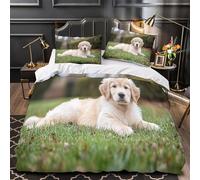 VOXYTMLWG 3D Print 3 Pcs Bedding Set Room Decor Hidden Zipper Super Golden Puppy Lying Quilt Cover Durable All Season for Teens,Adults,Women Cute Outdoor Pet Duvet Cover Single（140x200cm）