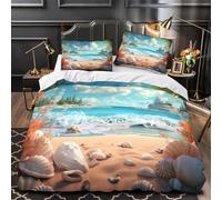 VOXYTMLWG 3D Print 3-Piece Bedding Set Bed Decor Zipper Closure Design Ultra Soft Beach Quilt Cover Durable Hotel Quality for Adults,Women,Youth tropical Paradise Duvet Cover Double（200x200cm）