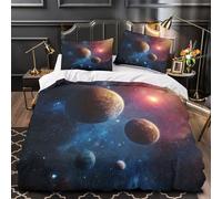 VOXYTMLWG 3D Print 3-Piece Bedding Set Bedroom Decor Hidden Zipper Super Cosmic Planets Duvet Cover Breathable Machine Washable for Girls,Boys,Youth Space Fantasy Comforter Cover Single（135x200cm）