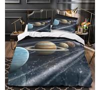 VOXYTMLWG 3D Print 3-Piece Bedding Set Bedroom Decor Zipper Closure Super Soft Solar System Planets Duvet Cover Breathable Anti-allergic for Youth,Boys,Teenagers Comforter Cover Single（135x200cm）