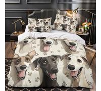 VOXYTMLWG 3D Print 3-Piece Bedding Set Home Decor Hidden Zipper Super Whippet Dog Faces Duvet Cover Durable Hotel Quality for Adults,Girls,Teenagers coon Comforter Cover King（220x240cm）