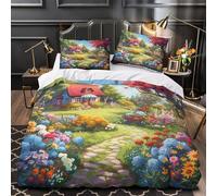 VOXYTMLWG 3D Print 3-Piece Bedding Set Room Decor Hidden Zipper Ultra Cozy Cottage Garden Comforter Cover Hypoallergenic All Season for Youth,Kids,Teens Pastel Fantasy Quilt Cover Single（140x200cm）