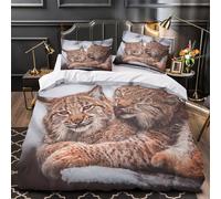 VOXYTMLWG 3D Print 3-Piece Bedding Set Room Decor Zipper Closure Ultra Lynx Cats Quilt Cover Hypoallergenic Easy Care for Youth,Kids,Adults Wild Animal s Duvet Cover Double（200x200cm）