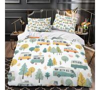VOXYTMLWG 3D Print 3 Pieces Bedding Set Home Decor Extra Campervan Travel Duvet Cover Easy Care Wrinkle-Resistant for Children,Adults,Women Vintage Retro Caravan Comforter Cover Double（200x200cm）
