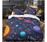 VOXYTMLWG 3D Print 3 Pieces Bedding Set Home Decor Hidden Zipper Design Solar System Duvet Cover Durable Breathable for Kids,Women,Teenagers Space Infographic Comforter Cover Super king（260x220cm）