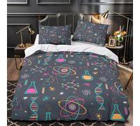 VOXYTMLWG 3D Print 3PCs Bedding Set Bedroom Decor Hidden Zipper Ultra Science Symbols Comforter Cover Durable Hotel Quality for Teens,Kids,Women retro Lab Quilt Cover Super king（260x220cm）