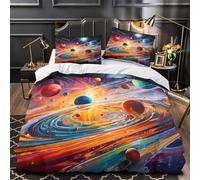 VOXYTMLWG 3D Print 3PCs Bedding Set Bedroom Decor Zipper Closure Ultra Cosmic Planets Comforter Cover Breathable Anti-allergic for Girls,Kids,Youth Abstract Space Quilt Cover Single（140x200cm）