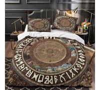 VOXYTMLWG 3D Print 3PCs Bedding Set Home Decor Hidden Zipper Extra Runic Symbols Duvet Cover Easy Care Machine Washable for Teenagers,Girls,Youth Ancient Norse Comforter Cover Single（140x200cm）