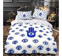 VOXYTMLWG 3D Print 3PCs Bedding Set Home Decor Hidden Zipper Super Soft Blue Eye Symbols Duvet Cover Durable Hotel Quality for Adults,Girls,Teenagers hand Comforter Cover Single（140x200cm）