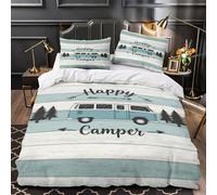 VOXYTMLWG 3D Print 3PCs Bedding Set Home Decor Hidden Zipper Ultra Campervan Duvet Cover Anti-allergic All Season for Teenagers,Children,Women Retro Travel Comforter Cover Double（200x200cm）