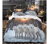 VOXYTMLWG 3D Print 3PCs Bedding Set Home Decor Zipper Super Soft Arctic Wolves Quilt Cover Durable Wrinkle-Resistant for Adults,Kids,Girls Wild Nature Duvet Cover Super king（260x220cm）