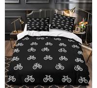 VOXYTMLWG 3D Print 3PCs Bedding Set Room Decor Zipper Closure Design Bicycle Icons Quilt Cover Breathable All Season for Adults,Kids,Youth Minimalist White Duvet Cover Double（200x200cm）
