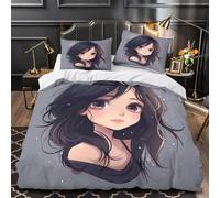 VOXYTMLWG 3D Printed 3 Pcs Bedding Set Bed Decor Hidden Zipper Super Anime Girl Eyes Quilt Cover Durable Wrinkle-Resistant for Adults,Kids,Teenagers coon Cute Duvet Cover King（220x240cm）