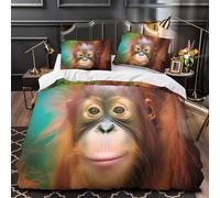 VOXYTMLWG 3D Printed 3 Pcs Bedding Set Bed Decor Hidden Zipper Super Soft Orangutan Baby Quilt Cover Durable Wrinkle-Resistant for Adults,Kids,Teenagers Wildlife Duvet Cover Single（135x200cm）