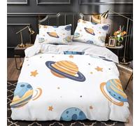 VOXYTMLWG 3D Printed 3 Pcs Bedding Set Bed Decor Zipper Closure Ultra Space Planets Quilt Cover Breathable Wrinkle-Resistant for Youth,Adults,Boys Coon Kids Decor Duvet Cover King（220x240cm）
