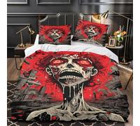 VOXYTMLWG 3D Printed 3 Pcs Bedding Set Bed Decor Zipper Closure Ultra Zombie Horror Quilt Cover Breathable All Season for Youth,Adults,Children graphic Duvet Cover Double（200x200cm）