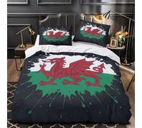 VOXYTMLWG 3D Printed 3 Pcs Bedding Set Bedroom Decor Design Welsh Dragon Duvet Cover Easy Care Machine Washable for Youth,Teens,Children vibrant Splash Comforter Cover Single（140x200cm）