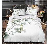 VOXYTMLWG 3D Printed 3 Pcs Bedding Set Home Decor Hidden Zipper Super Soft Eucalyptus Leaves Comforter Cover Durable Anti-allergic for Girls,Teens,Adults Botanical Quilt Cover King（220x240cm）
