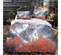 VOXYTMLWG 3D Printed 3 Pcs Bedding Set Room Decor Design Ultra Snow Leopard Mountain Comforter Cover Hypoallergenic Breathable for Teens,Boys,Children wild Animal Quilt Cover Double（200x200cm）