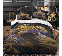VOXYTMLWG 3D Printed 3-Piece Bedding Set Bed Decor Zipper Closure Ultra Soft Gecko Reptile Painting Quilt Cover Breathable All Season for Youth,Adults,Children Wildlife Duvet Cover Single（135x200cm）