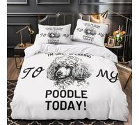 VOXYTMLWG 3D Printed 3-Piece Bedding Set Home Decor Design Poodle Humor Duvet Cover Durable Hotel Quality for Girls,Youth,Children Black White Sketch Comforter Cover Single（135x200cm）