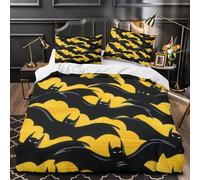 VOXYTMLWG 3D Printed 3-Piece Bedding Set Home Decor Hidden Zipper Extra Bat Symbols Quilt Cover Breathable Wrinkle-Resistant for Adults,Boys,Teens coon Duvet Cover Super king（260x220cm）