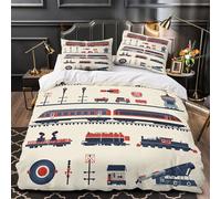 VOXYTMLWG 3D Printed 3-Piece Bedding Set Home Decor Zipper Super Soft Train Set Quilt Cover Durable Anti-allergic for Adults,Women,Children Vintage Railway Duvet Cover King（220x240cm）