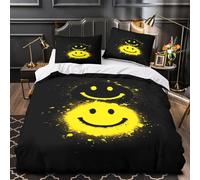 VOXYTMLWG 3D Printed 3 Pieces Bedding Set Bedroom Decor Hidden Zipper Extra Smiley Face Comforter Cover Breathable Wrinkle-Resistant for Girls,Teens,Boys Bright Spray Quilt Cover Single（135x200cm）