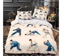 VOXYTMLWG 3D Printed 3 Pieces Bedding Set Bedroom Decor Hidden Zipper Ultra Judo Techniques Comforter Cover Durable Hotel Quality for Teens,Kids,Women Dynamic Mial s Quilt Cover King（220x240cm）
