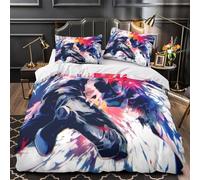 VOXYTMLWG 3D Printed 3 Pieces Bedding Set Bedroom Decor Super Dynamic Anime Action Duvet Cover Durable Hotel Quality for Girls,Teenagers,Adults fantasy Battle Comforter Cover Double（200x200cm）