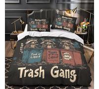 VOXYTMLWG 3D Printed 3 Pieces Bedding Set Bedroom Decor Zipper Closure Extra Raccoon Detectives Comforter Cover Machine Washable Hotel Quality for Youth,Teens,Boys Quilt Cover Double（200x200cm）