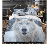 VOXYTMLWG 3D Printed 3 Pieces Bedding Set Home Decor Hidden Zipper Extra Soft White Wolf Quilt Cover Washable All Season for Adults,Kids,Girls Wild Animal Duvet Cover Double（200x200cm）