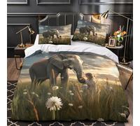VOXYTMLWG 3D Printed 3 Pieces Bedding Set Home Decor Ultra Elephant in Field Quilt Cover Breathable Anti-allergic for Adults,Kids,Teenagers Child Interaction Fantasy Duvet Cover King（220x240cm）