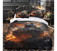 VOXYTMLWG 3D Printed 3PCs Bedding Set Bed Decor Design Extra Soft Battle Tank Duvet Cover Hypoallergenic Wrinkle-Resistant for Kids,Teens,Women Military Warfare Comforter Cover Single（135x200cm）