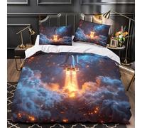 VOXYTMLWG 3D Printed 3PCs Bedding Set Bed Decor Hidden Zipper Ultra Space Shuttle Quilt Cover Breathable Anti-allergic for Kids,Adults,Teenagers scifi Space Journey Duvet Cover Double（200x200cm）
