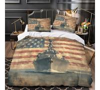 VOXYTMLWG 3D Printed 3PCs Bedding Set Home Decor Hidden Zipper Ultra US Navy Ship Duvet Cover Durable Easy Care for Teenagers,Children,Boys Military Naval Comforter Cover Single（135x200cm）