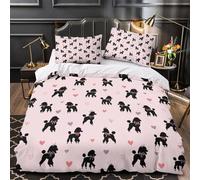 VOXYTMLWG 3D Printed 3PCs Bedding Set Home Decor Zipper Super Poodle Silhouettes Duvet Cover Hypoallergenic Wrinkle-Resistant for Children,Teenagers,Boys cute Pet Comforter Cover Single（135x200cm）