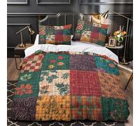 VOXYTMLWG 3D Printed 3PCs Bedding Set Room Decor Hidden Zipper Super Soft Quilted Patchwork Quilt Cover Durable All Season for Teens,Adults,Women Vintage Floral Textile Duvet Cover Double（200x200cm）