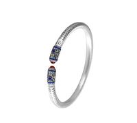 VOYADE Foot Silver 999 Heart Sutra Bracelet Ethnic Style Burnt Blue Southern Red Bracelet,Silver,18cm~22cm
