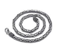 VOYADE Men's Sterling Silver Byzantine Chain Necklace, Boys 925 Sterling Silver Italian Style Chunky Hip Hop Jewellery,Silver 60CM,3.5mm thick