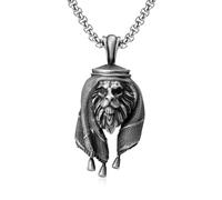 VOYADE Pure Pewter Arab Sheikh Lion Pendant, Personalised Pure Pewter Pendant Necklace for Men And Women,Silver,Single Pendant
