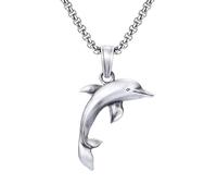 VOYADE Pure Pewter Simple Dolphin Couple Pendant, Personalised Pure Pewter Pendant Necklace for Men And Women,Silver,Single Pendant