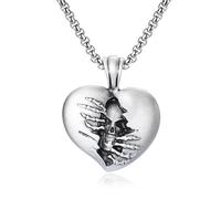VOYADE Pure Pewter Street Style Ripped Heart Pendant, Men's Personalised Pure Pewter Pendant Necklace,Silver,Pendant + Chain 50cm