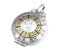 VOYADE S925 Sterling Silver Bagua Gaw Box Pendant, Men's Vintage Gaw Box Pendant Necklace,Silver,Single Pendant