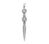 VOYADE S925 Sterling Silver Body Protector Vajra Pestle Pendant, Ethnic Style Retro Fashion Versatile Sterling Silver Pendant Necklace,Silver,Pendant + Chain 50cm