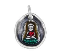 VOYADE S925 Sterling Silver Buddha Zen Irregular Round Plate Pendant, Retro Fashion Versatile Sterling Silver Pendant Necklace,Silver,Pendant + Chain 55cm