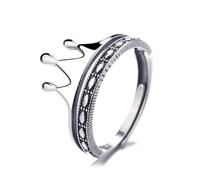 VOYADE S925 Sterling Silver Design Niche Crown Ring, Women's Personalised Open Sterling Silver Ring,Silver,8