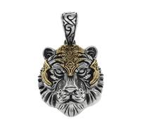 VOYADE S925 Sterling Silver Dominant Tiger Head Pendant, Men's Fashionable And Versatile Sterling Silver Pendant Necklace,Silver,Pendant + Chain 65cm